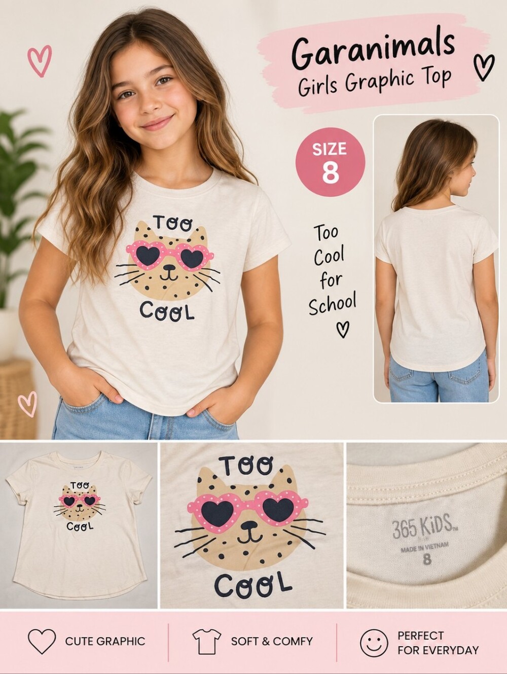 Garanimals Girls size 8 beige cat top #25